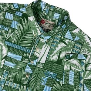 Hilo Hattie Hawaiian Shirt Mens XL Green Tropical Button Down Popover Aloha USA